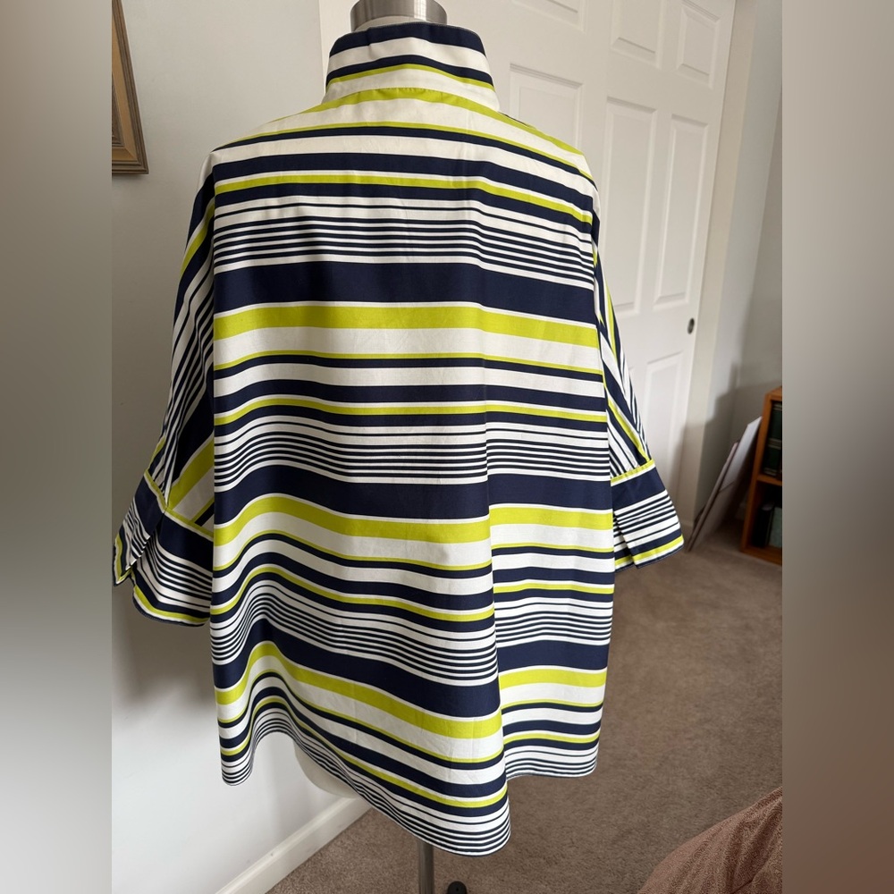 CARLA ROCKMORE navy/green/white cotton oversized blouse - Picture 2 of 9